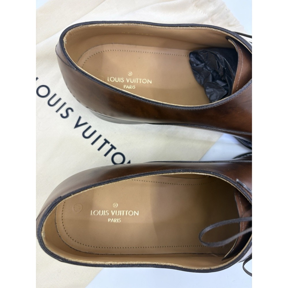 Louis Vuitton mens brown oxford dress shoes US size 12 Comes W Box richelieu - Picture 13 of 13